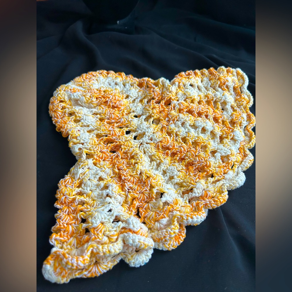 VTG Fun crocheted orange and cream Bucket hat. Handmade.